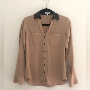 Express Portofino Shirt w/ Faux Leather Collar | XS |